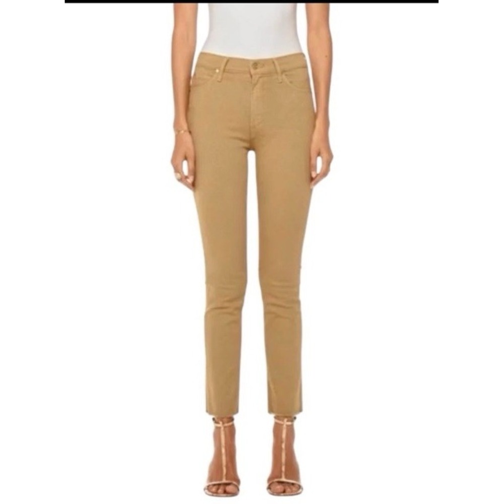 Mother Mid Rise Dazzler Ankle Fray Play Date Sz 28 Slim Tan Denim Jeans 27x27